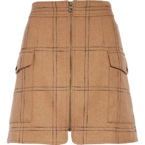 NWT Madewell Windowpane Plaid Front Zip Miniskirt